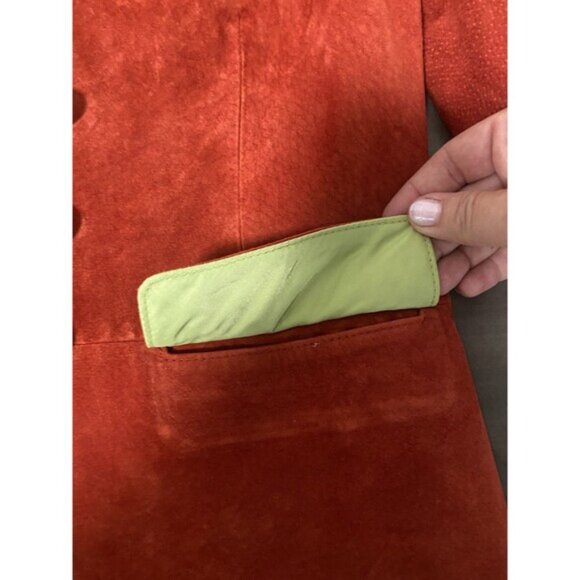 John Carlisle Orange Suede Leather Jacket XS - Picture 9 of 9